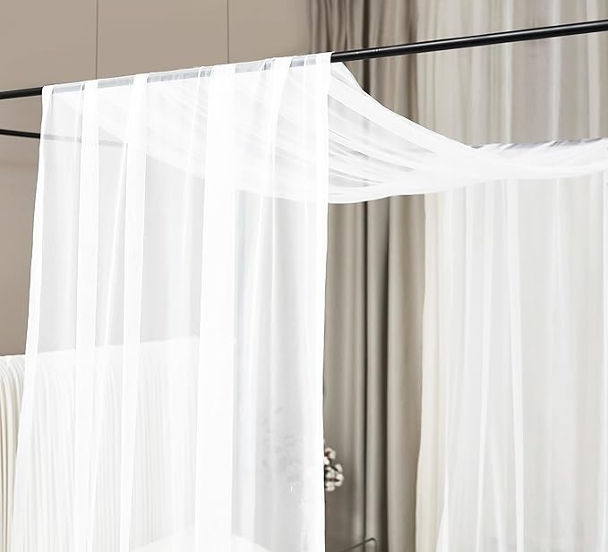 Akiky Canopy Bed Curtains White Bed Canopy Drapes Sheer Curtain Bed Scarf 1 Curtains Panel for King Size Bed décor