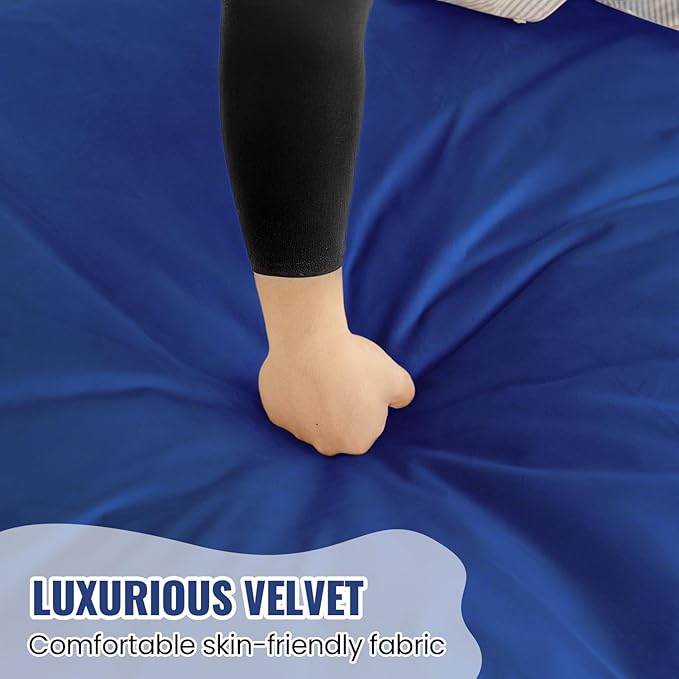 4FT Bean Bag Chair: Bean Bag with Velvet Cover, Fluffy and Comfy Bean Bag Chairs for Adults and Kids, Bean Bag Sofa Filled with High-Density Sponge for Gaming (Blue)