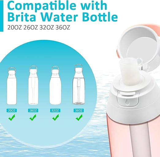 Bottle Filter Mouthpiece Replacement for Brita Water Bottle, Valve Replacement Accessories for Brita Filter Bottle, 3PC Silicone Mouthpiece, 4PC Filter Cartridges, Filter Bottle Parts