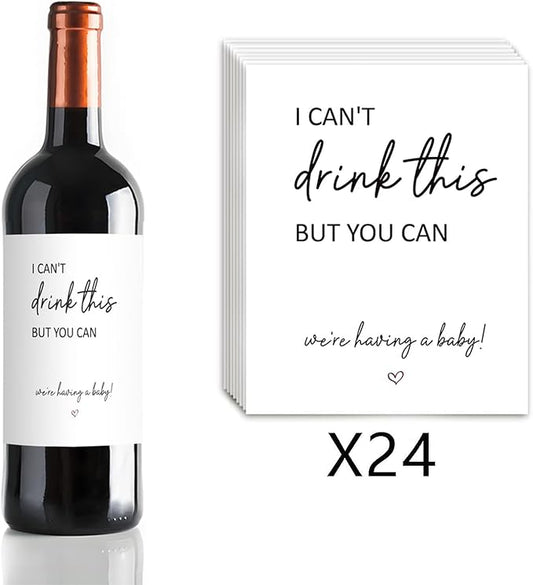 24Pcs Funny Pregnancy Announcement Wine Labels Baby Announcement Wine Bottle Stickers Pregnancy Announcement for Parents Wine Bottle Labels Pregnancy Gifts for New Mom Dad Grandparents