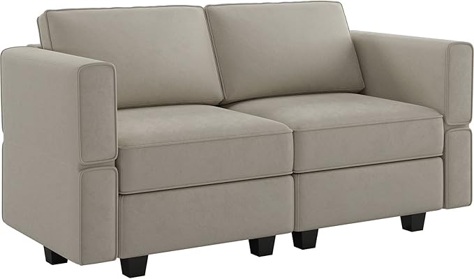 Belffin Modular Loveseat Sofa Couch with Storage Seats Velvet 2 Seater Love Seats for Small Spaces Grey