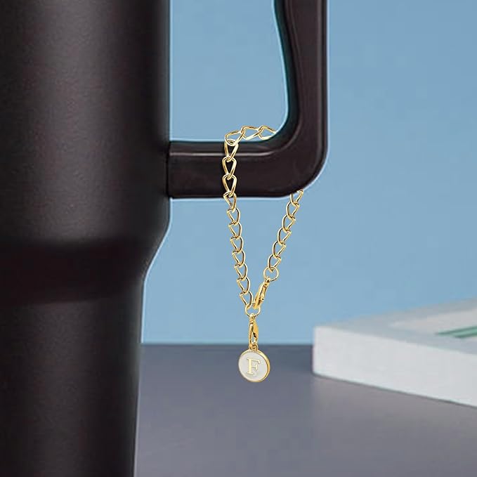 6PCS Letter Charm Accessories for Stanley Cup, Name ID Letter Handle Charm for Stanley Handle Identification Letter Pendant Handle Decoration for Stanley Tumbler Charms (Letter F)