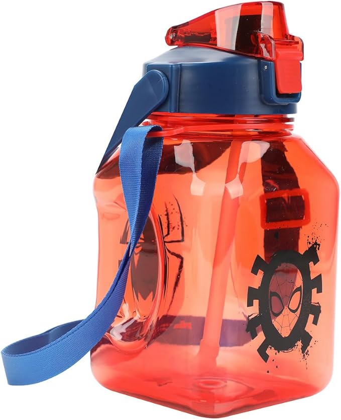 Bioworld Spider-Man Mask & Logo 50 Oz Red Water Bottle With Carrying Strap
