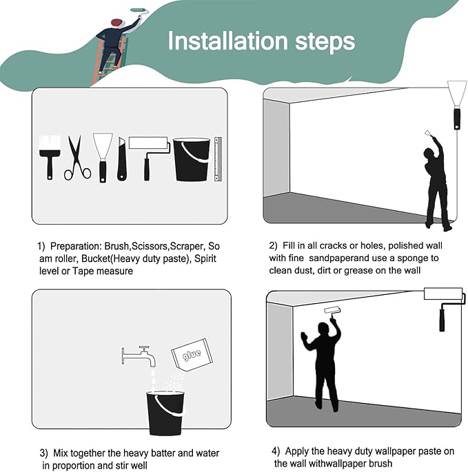 Black and White City Night View Wallpaper for Bathroom Background Wall Decor (Not Peel and Stick)