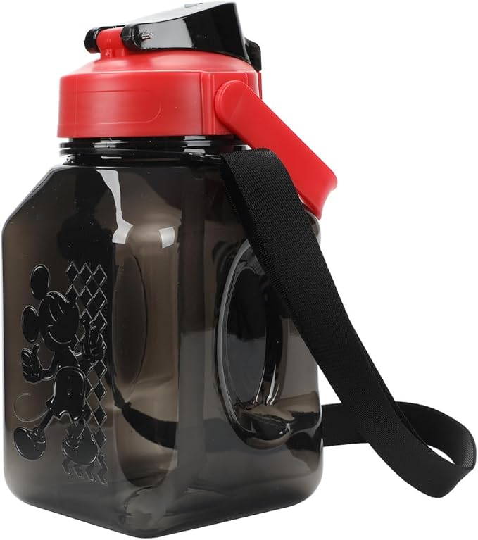 Bioworld Disney Mickey Mouse Ears 50 Oz Black Water Bottle With Carrying Strap