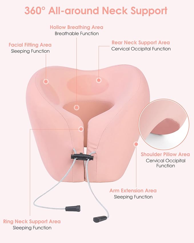 2-in-1 Travel Pillow, Memory Foam U-Shape Airplane Pillow with Storage Bag, Face Down Pillow Relax Arms, Ideal for Long Flight Essentials, Car, Family and Travel Use-Upgraded