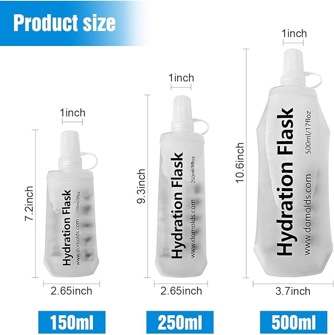 500ML Soft Flask, Running Water Bottle Foldable TPU Hydration Flask for Running Hydration Pack Cycling Hiking Marathon, Clear