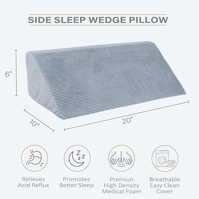 Body Wedge Pillow for Side Sleeping, Body Position Side Wedge Pillow, Back Positioning Elevation Pillow, Back Wedge Pillow for Side Sleepers, Wedge Pillows for After Surgery, Back Pain, Pregnancy