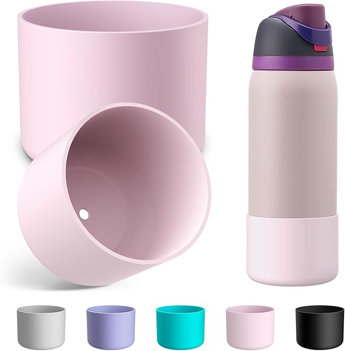 2PCS Silicone Water Bottle Boot for Owala 24oz 32oz 40oz, Anti-Slip Protective Sleeve Bottom Bumper Protector for FreeSip, Twist, and Flip Stainless Steel Water Bottles