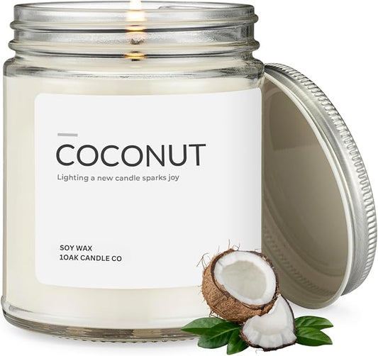 1OAK Soy Wax Scented Candle (Coconut) - Long Burning Premium Hand-Poured (7oz.)