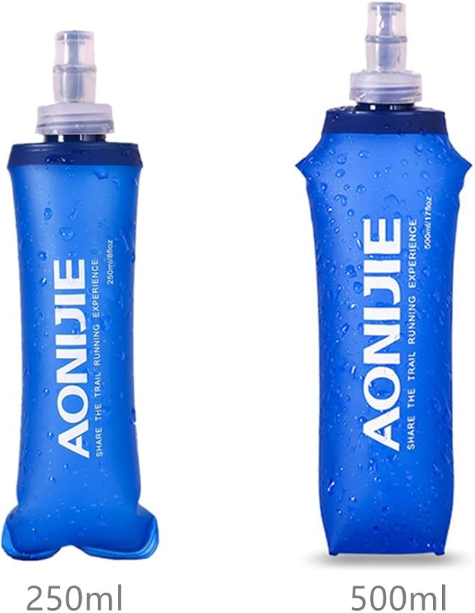 AONIJIE 2 Pcs Sports Collapsible Water Bottle BPA Free - TPU Soft Drink Water Kettle Foldable Flask for Hiking Bicycling Running Climbing