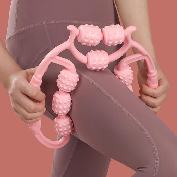 10 Roller Circular Leg Massager with Bonus Massage Stick – Manual Back & Leg Rollers, Relajador de Piernas Set, Circular Leg Clamp Roller for Neck, Arms & Legs (Blue)