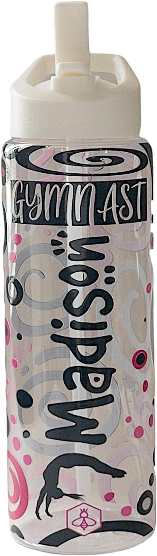 32oz Cheerleader Water Bottle with Straw Lid | BPA-Free Reusable Bottles for Cheerleaders, Cheer Team or Cheerleading Coach | Great Gifts for Girls, Coaches (Custom Gymnast)