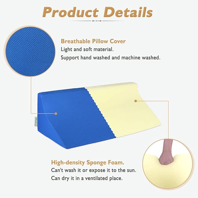 Bed Wedge Pillow for Side Sleeping Seniors Adults Body Positioners Incline Triangle Medical Bed Sore Pillows Post Surgery Elderly Bedsore Pressure Relief Foam Side Sleeper Back Leg Support