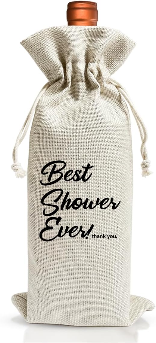 Best Shower Ever Wine Bag Gift, Shower Host Gift Ideas, Bridal Shower Host Gift, Baby Shower Host Gift, Party Host Gift, Reusable Burlap With Drawstring Gift Bag