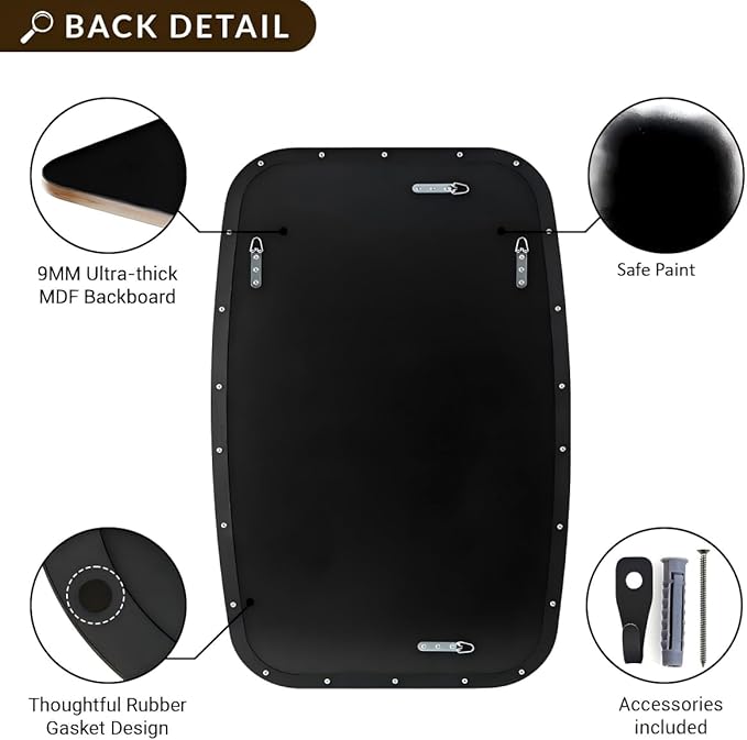 ANDY STAR Bronze Bathroom Mirror, 24x40 Inch Bronze Oval Mirror for Bathroom with Stainless Steel Metal Frame, Oblong Mirror for Bathroom, Living Room, Entryway