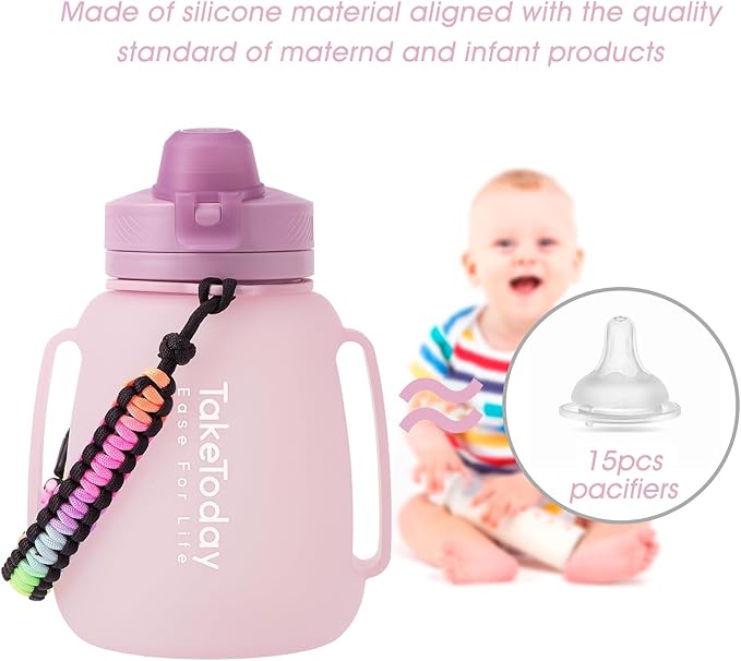 40 OZ Motivational Water Bottle with Straw and Paracord Handle 1.2L Silicone Sports Water Bottle with Time Marker(Purple)