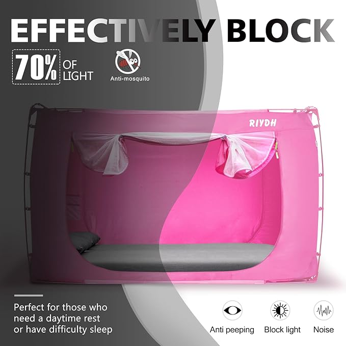 Bed Tent Bed Canopy Full Size Tents for Adult and Kids- Portable Dream Tent Indoor Sleeping Tents 70% Blackout with 3 Doors Breathable Big Space Tents