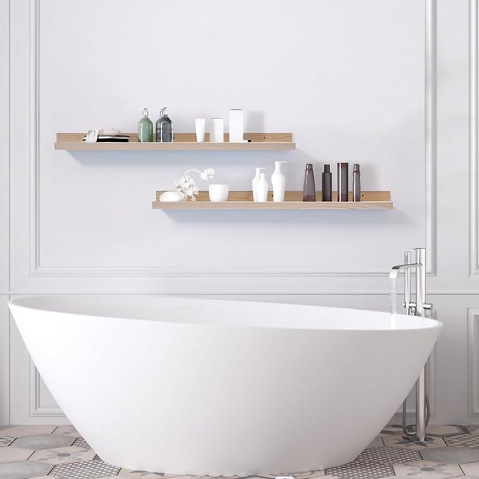 AZSKY 2pc 36in Natural Wood Floating Shelves, Country Rustic Style Wall Shelves for Kids Books, Photo Picture Ledge, Nursery Decor