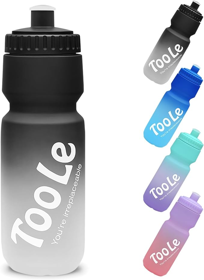 Bike Squeeze Water Bottle w/Pull Top Lid, Leakproof, BPA Free, Easy Squeeze Reusable Water Bottles for Fitness, Cycling, Running, Hiking, School, Fresh Color 24 Oz (1 Pack)
