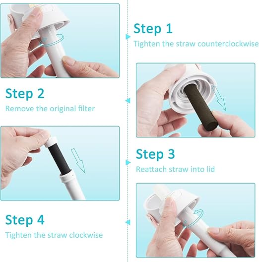 Bottle Filter Mouthpiece Replacement for Brita Water Bottle, Valve Replacement Accessories for Brita Filter Bottle, 3PC Silicone Mouthpiece, 4PC Filter Cartridges, Filter Bottle Parts