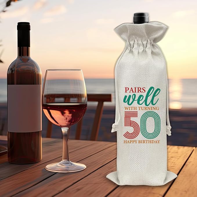 50th Birthday Gifts Wine Bag Congratulations Gifts for Women Men Parents Mom Dad Anniversary Favors 1974 Birthday Wine Gift Bag