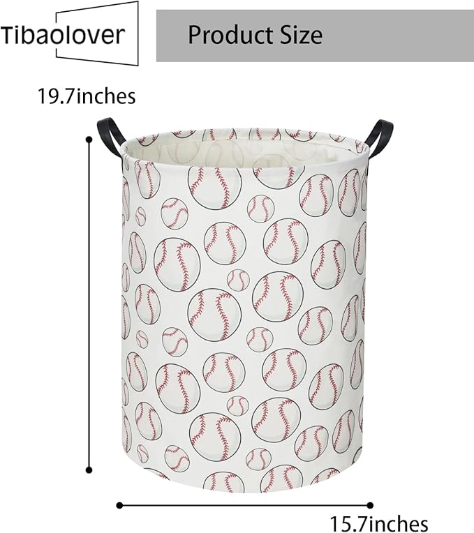 Baseball Kids Laundry Basket Baby Hamper Baseball Toy Storage Bin for Boys Room Decor Baby Nursery Hamper Gift Baskets for Bedroom Bathroom(Baseball)