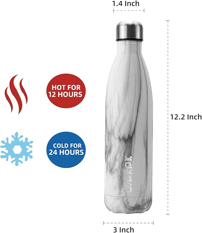 BJPKPK Stainless Steel Water Bottles -25oz/750ml -Insulated Water bottles,Sports water bottles Keep cold for 24 Hours and hot for 12 Hours,BPA Free water bottles,White Birch