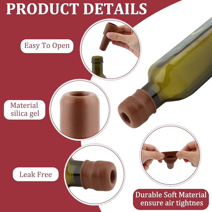 4 PCS Wine Stoppers for Wine Bottles, Reusable Sparkling Wine Bottle Stopper Wine Sealer, Silicone Wine Stopper Wine Bottle Stopper for Beer Champagne Prosecco(4 Color)