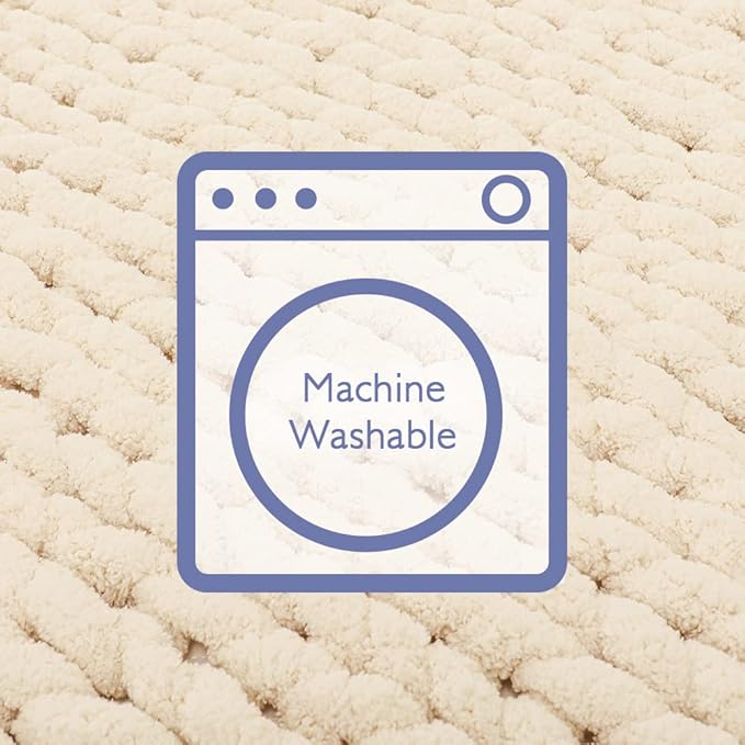 Bigacogo Chunky Knit Throw Blanket for Couch, 40x80 inches, 100% Hand Knitted with Thick Jumbo Chenille Yarn, Cozy Soft Large Rope Knot Cable Crochet Blankets for Sofa Bed Living Room, Beige