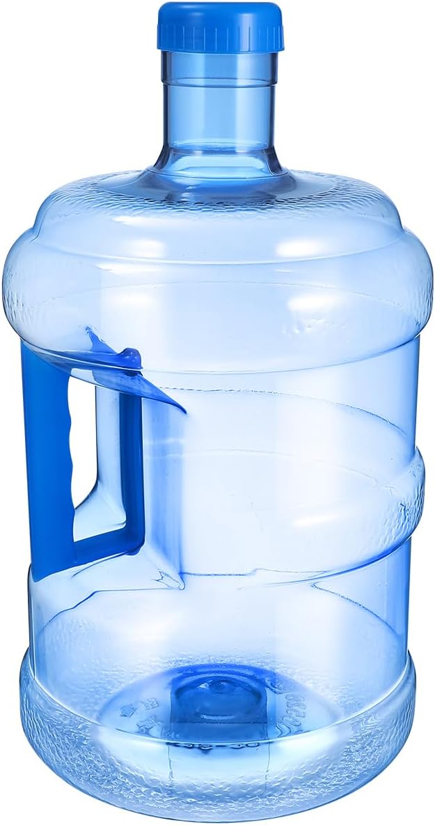 BESTonZON 1.3 Gallon Water Jug Jug 5L Plastic Crown Cap Reusable Water Bottle Container Water Storage Bucket Portable Water Kettle Camping Water Tank with Handle for Emergency