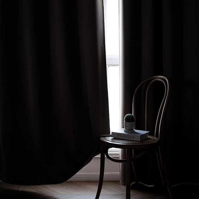 Blackout Curtains 72 Inch Length for Bedroom, Thermal Insulated Blackout Curtains 2 Panels Set, Solid Grommet Privacy Room Darkening Drapes for Living Room Windows(W52 x L72, Khaki)