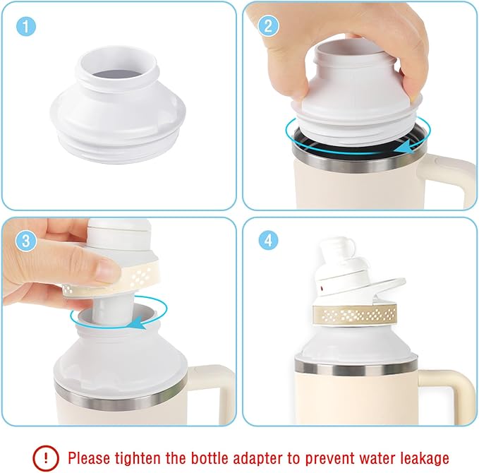 Bottle Adapter for Stanley Cup 40oz to Cirkul, Lid Cap Converter Accessories, Cirkul Stanley Adapter BPA Free Plastic, Food Grade Silicone Fits for Stanley Water Bottles(White)