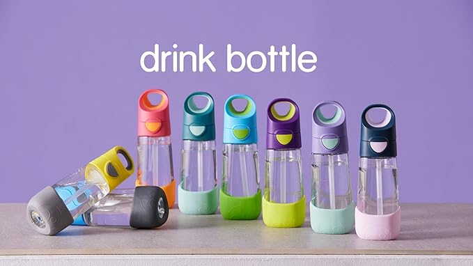b.box Tritan Drink Bottle for Kids Toddlers, Water Bottle w/Flip Straw and Spill Proof Lid, Cool Modern Child Friendly Design, Best for After Sippy Cup, BPA Free Plastic, 15oz, Ocean Breeze