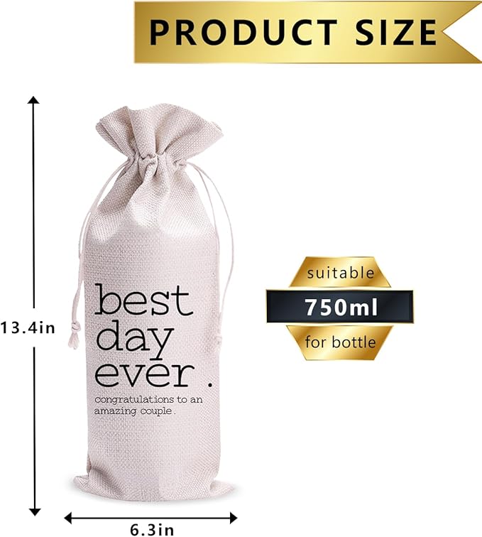 Best Day Ever Mr and Mrs Wedding Gift Engagement Gift Bag For Couples bride/him/her Newly Engaged Gift Wine Tote Bridal Shower Gift