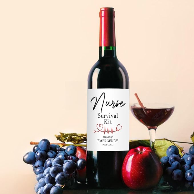 24 Pcs Nurse Wine Labels, Nurses Nursing Graduation Party Decorations Gifts for Her Women, Nurse Appreciation Graduation Retirement Gifts, Nurse Survival Kit Wine Bottle Stickers Labels