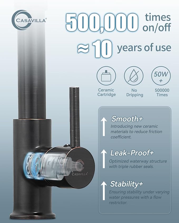 Bronze Kitchen Faucet with Sprayer, Kitchen Faucet with Soap Dispenser,Ktchen Faucets with Pull Down Sprayer,Single Hole Kitchen Sink Faucet with LED light,Oil Rubbed Faucet for Kitchen Sink