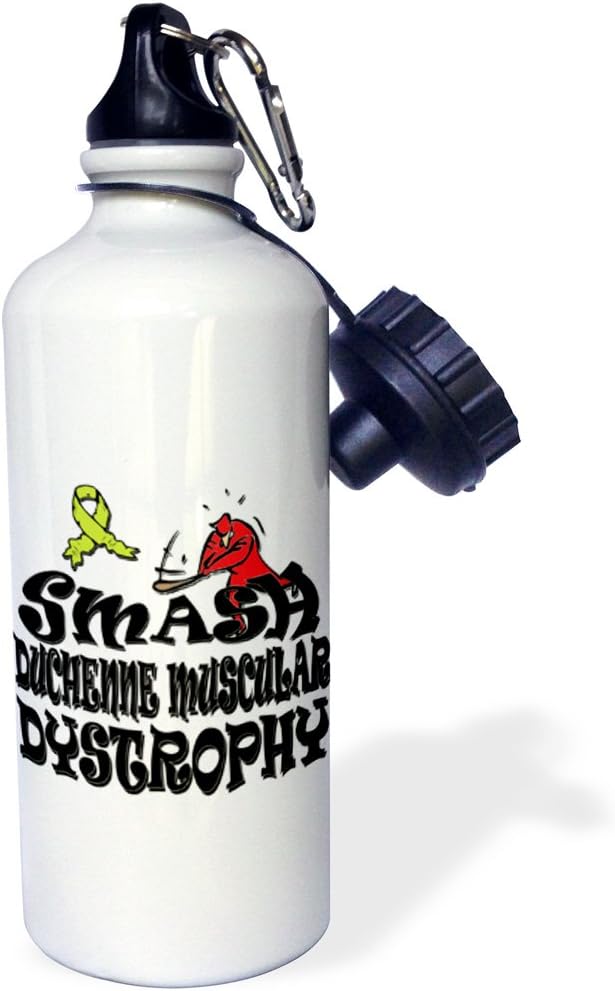 3dRose Duchene Smash Duchenne Muscular Dystrophy-Sports Water Bottle, 21oz , Multicolored