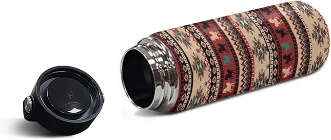 Aztec Horse Insulated Water Bottle 18 Oz for Hot Drink Wide Mouth Water Jug for Fitness, Gym and Outdoor Sports, Leak-proof