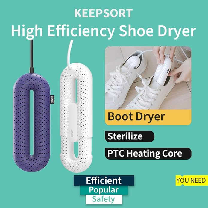 Boot Dryer Shoe dryer with 1532 heat dissipation holes 360° drying foot dryer eliminates bad odors 3 Timing