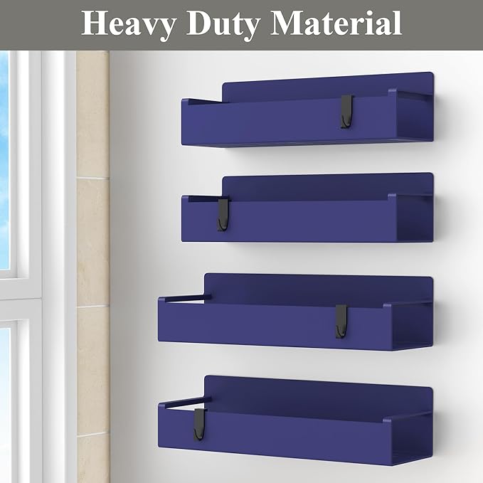 4 Pack Magnetic Spice Rack Organizer for Refrigerator and Oven, Dark Blue Fridge Organizers and Storage for Kitchen