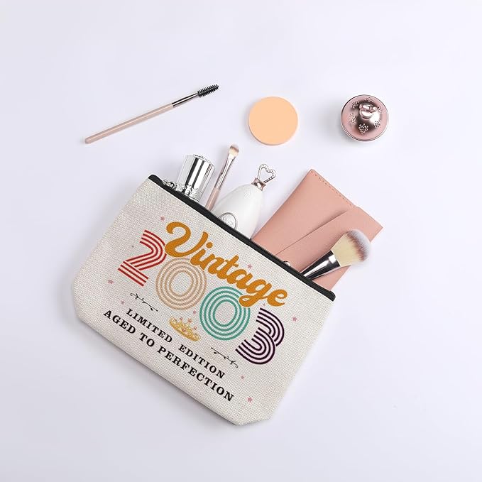 21st Birthday Gifts for Her, 2003 Vintage Makeup Bag, Best 21 Year Old Birthday Gift Ideas for Sisters, Besties, Friends, BFF, Soul Sister, Little Sister, Funny Anniversary Ideas for Her