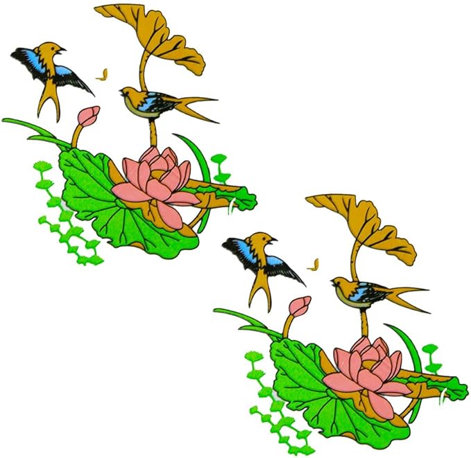 2 Sheet Lotus Flower Sticker Watercolor Flowers Wall Decals Floral Wall Stickers for Smooth Surface, Bathroom, Living Room, Bedroom and Girls Room