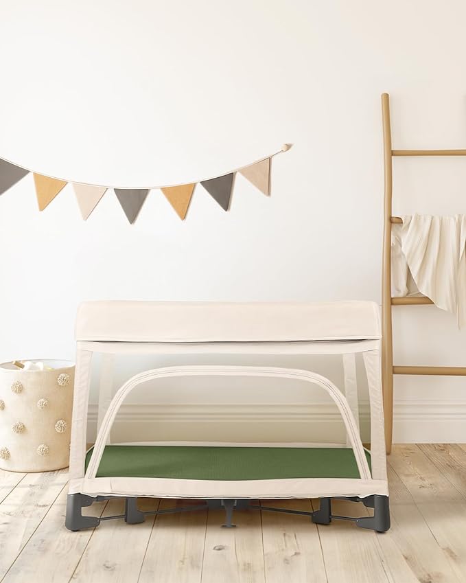 Blissful Diary Muslin Mini Crib Sheets, Pack and Play Mattress Sheets Fitted for Pack N Play, Soft Cotton for Boys Girls, 2 Pack(Monstera&Dark Green)