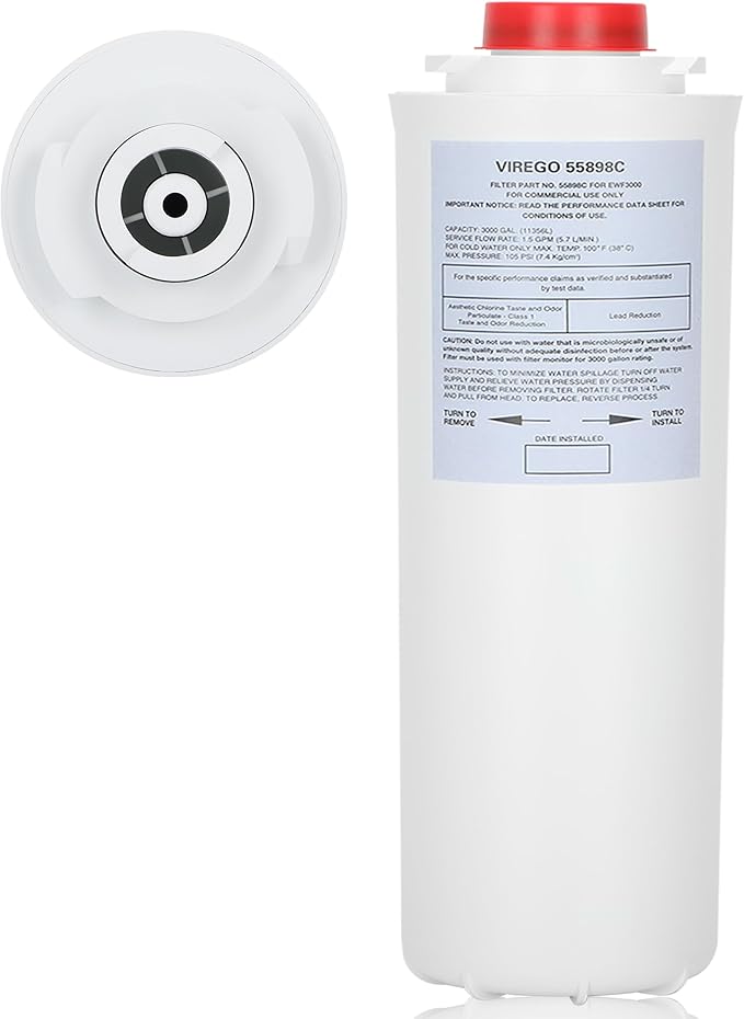 55898C Filter, Replace for Halsey Taylor 55898C Drinking Fountain Replacement Water Filter By NSF/ANSI 42 Certified, Filter 55898C Compatible with Water Sentry 55898C Filling Station, 3000 Gal No Chip