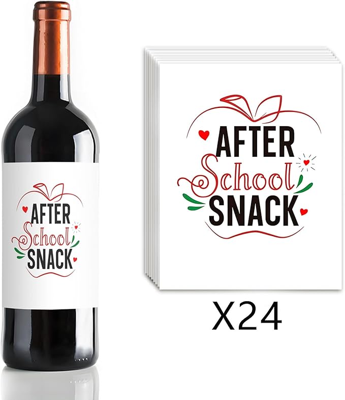 24Pcs Teacher Wine Labels Teacher Appreciation Gifts Thank You Gifts Wine Bottle Stickers End of Year Teacher Wine Labels for Bottles Gifts for Women Men