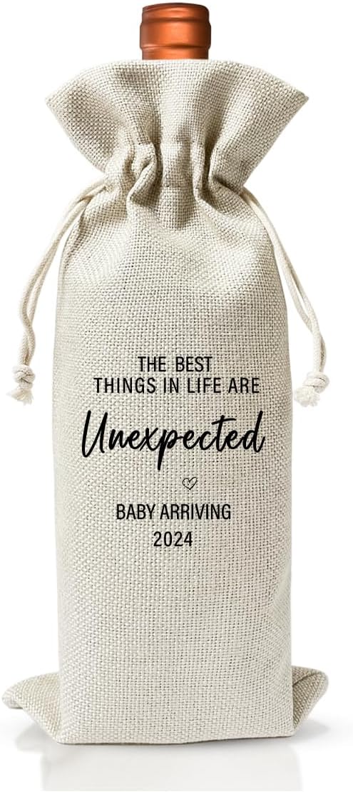 Baby Announcement Wine Gift Bag for New Grandpa Grandma Uncle Aunt 2024, Baby Shower or Party Decor, Religious Pregnancy Announcement 2024, New Dad Mom Gift 2024, Gender Neutral Baby Announcement