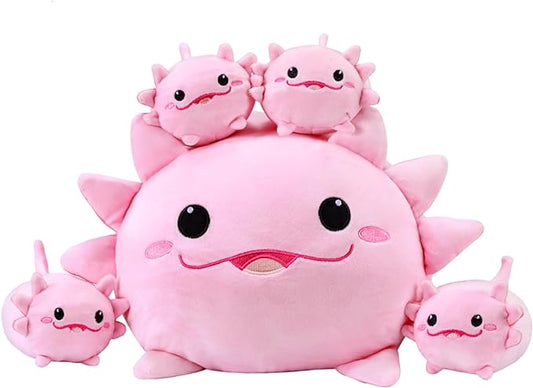 Axolotl Plush Cute Axolotl Stuffed Animal with 4 Baby Soft Pillow Valentine's Day, Birthday Gift for Girls Boys Kids Decor