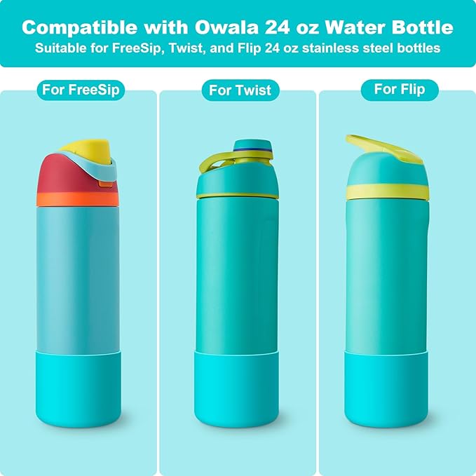2PCS Silicone Water Bottle Boot for Owala 24oz 32oz 40oz, Anti-Slip Protective Sleeve Bottom Bumper Protector for FreeSip, Twist, and Flip Stainless Steel Water Bottles