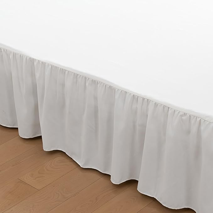 Bed Skirt Queen Size Ruffled Bed Skirt with Split Corners, 18 Inch Drop Dust Ruffle Bed Skirt with Platform, Ivory,Queen Size